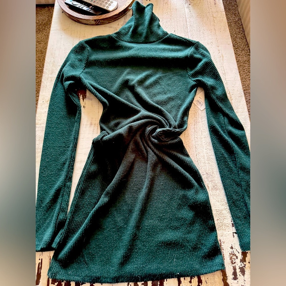 Forest Green Turtleneck Sweater Dress